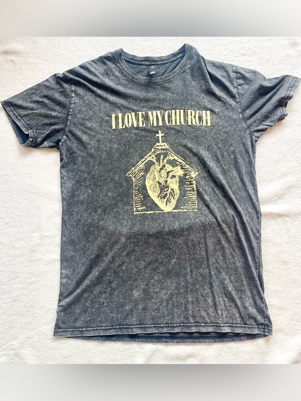 AS Colour Dark Gray Stone Wash Graphic Tee Shirt Large